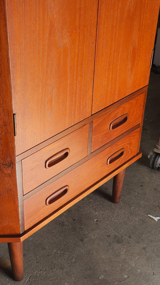 Dutch teak Corner cabinet mcm mid century upholstery & Restoration specialists Furnichur Lake Taupo