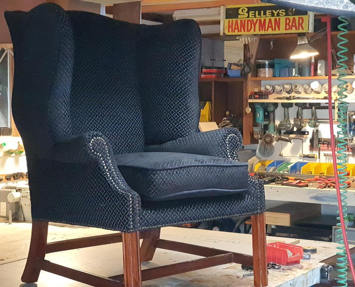 Fire Side Wingback Upholstery vintage Furnichur Lake Taupo