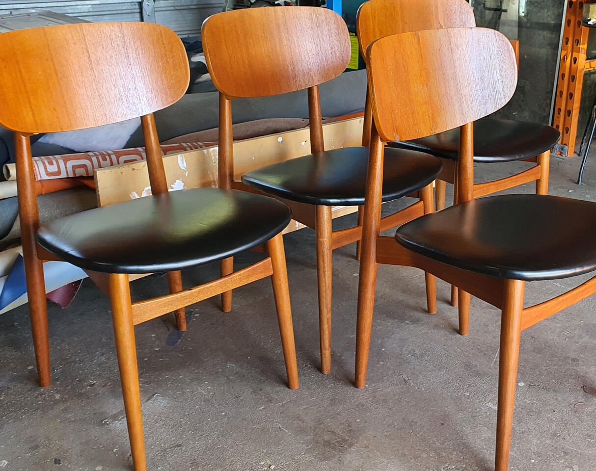 Scandinavian dining chairs 1960s mid century upholstery & Restoration specialists Furnichur Lake Taupo